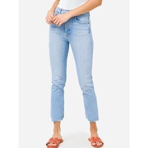 Agolde Riley Crop Button Fly Light Wash Jeans Stretch Cotton 27 Straight High